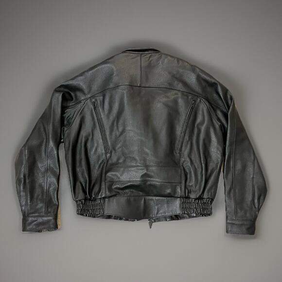 VTG Harley Davidson Motorcycle Black Leather Insulated Vented Biker Jacket XL - Picture 10 of 11